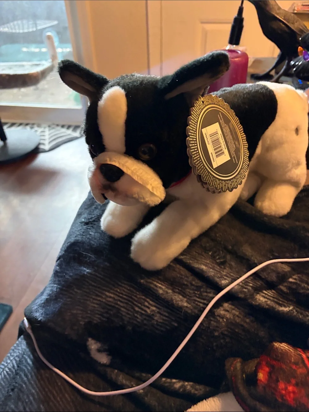 FAO Schwarz Black & White Plush Boston Terrier with Brand Tag